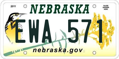 NE license plate EWA571