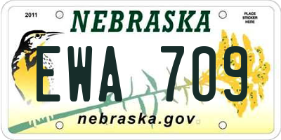 NE license plate EWA709