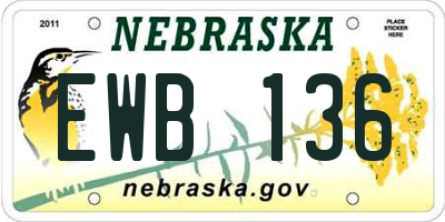 NE license plate EWB136