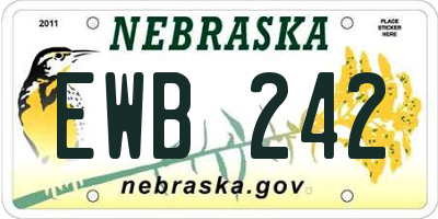 NE license plate EWB242