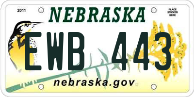 NE license plate EWB443