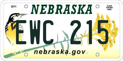 NE license plate EWC215