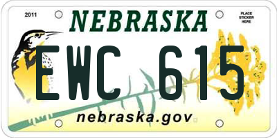 NE license plate EWC615