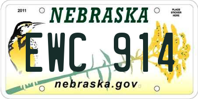 NE license plate EWC914