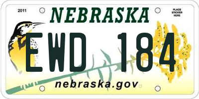 NE license plate EWD184