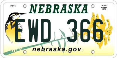 NE license plate EWD366