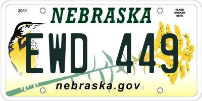 NE license plate EWD449