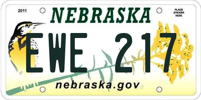 NE license plate EWE217