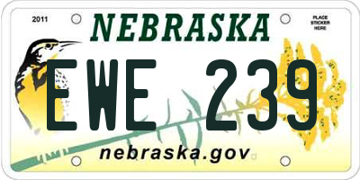 NE license plate EWE239