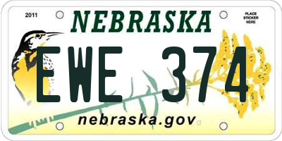 NE license plate EWE374