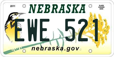 NE license plate EWE521