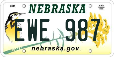 NE license plate EWE987