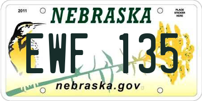 NE license plate EWF135