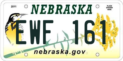 NE license plate EWF161