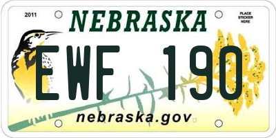 NE license plate EWF190