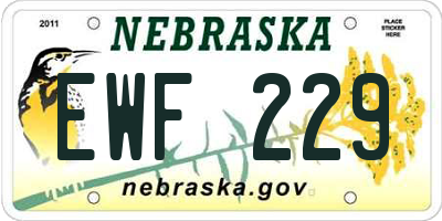 NE license plate EWF229