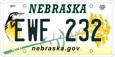 NE license plate EWF232