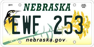 NE license plate EWF253
