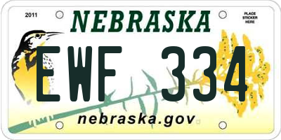 NE license plate EWF334