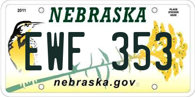 NE license plate EWF353