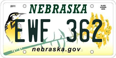 NE license plate EWF362