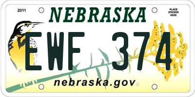 NE license plate EWF374