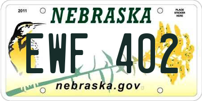 NE license plate EWF402