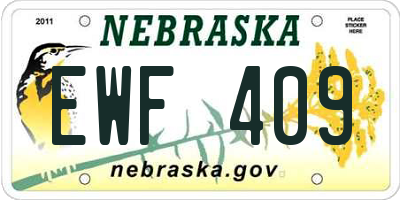 NE license plate EWF409
