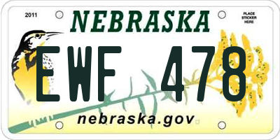 NE license plate EWF478