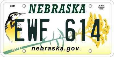 NE license plate EWF614