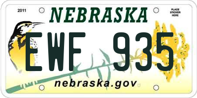 NE license plate EWF935