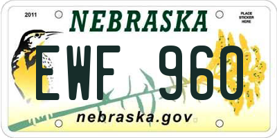 NE license plate EWF960