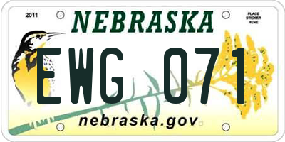 NE license plate EWG071