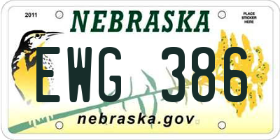 NE license plate EWG386