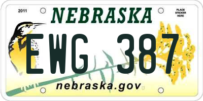 NE license plate EWG387