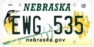 NE license plate EWG535