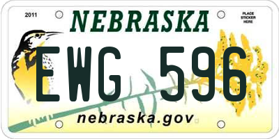 NE license plate EWG596