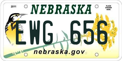NE license plate EWG656