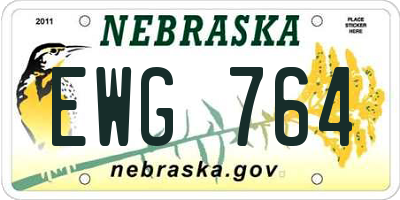 NE license plate EWG764
