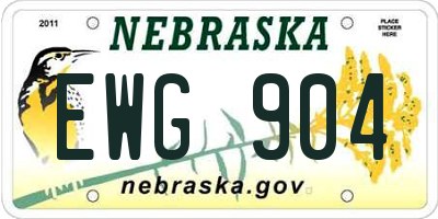 NE license plate EWG904