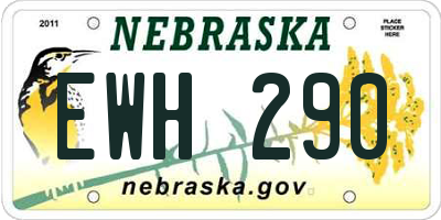 NE license plate EWH290