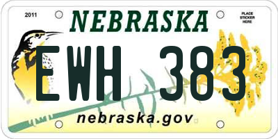 NE license plate EWH383