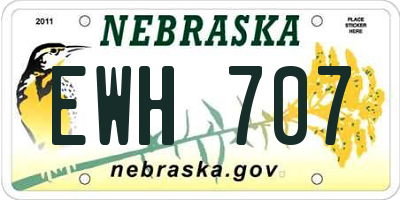 NE license plate EWH707