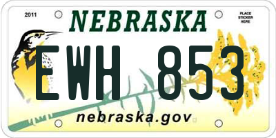 NE license plate EWH853