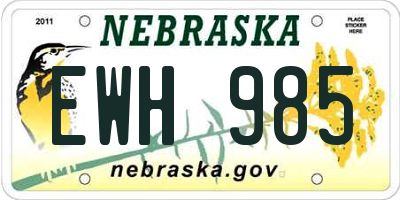 NE license plate EWH985