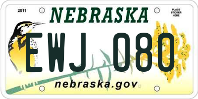 NE license plate EWJ080