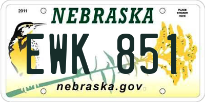 NE license plate EWK851