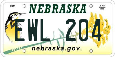 NE license plate EWL204