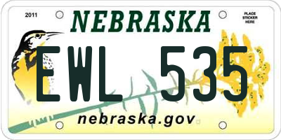 NE license plate EWL535