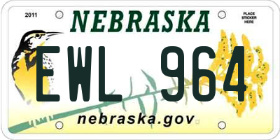 NE license plate EWL964